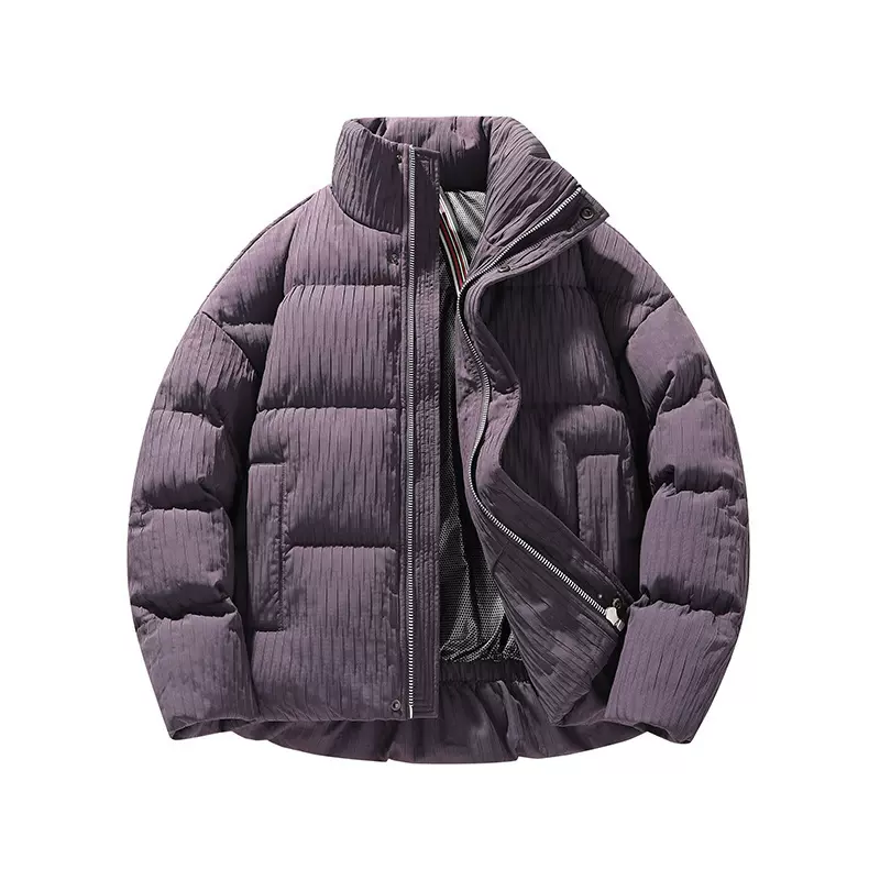 条纹立领棉衣男2025年男女同款情侣石墨烯双肩背带棉服高品质宽松