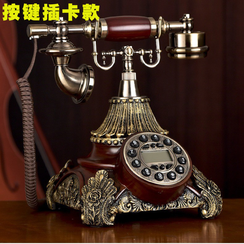 American-style fashionable and creative wireless card-insert telephone, European retro old-fashioned antique-style home landline telephone with push-button design.