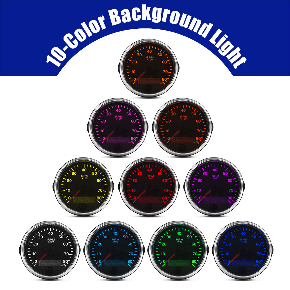 Car Modification 85mm Tachometer Gas Tachometer Gasoline Engine Car Boat 12/24V 8000Rpm