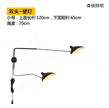 Diseñador creativo al por mayor brazo oscilante brazo largo lámpara de pared con dientes y garras de baile araña oscilante lámpara de pared de pico de pato de hierro moderno