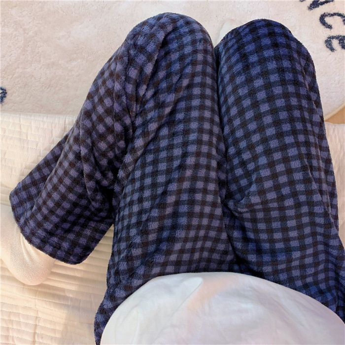 Pantalones de pijama de franela de coral de dibujos animados, pantalones de pijama de hombre, pantalones de invierno de otoño de mujer, pantalones caseros
