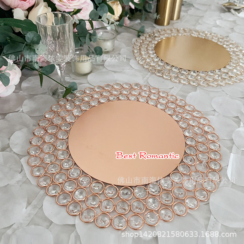 工厂直销电镀金色金属水晶珠碟三层八角珠碟欧美婚礼晚宴餐具摆件