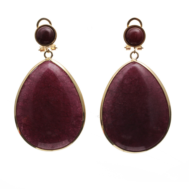 Europea y americana transfronteriza azul oro gota colgante pendientes simples exageradas pendientes de cristal Turquesa