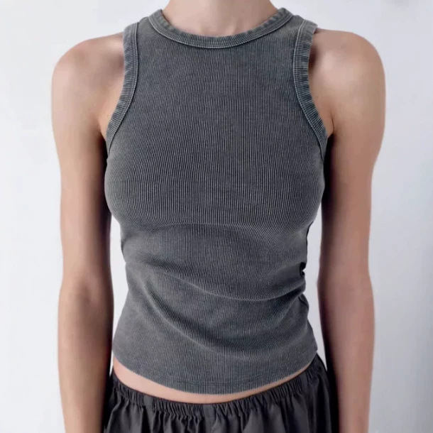 Pb&Za Wholesale Classic Popular Versatile Vest Women's Round Neck Washed Effect Ribbed Vest Top 3253310 Pb&Za Wholesale Classic Popular Versatile Vest Women's Round Neck Washed Effect Ribbed Vest Top 3253310