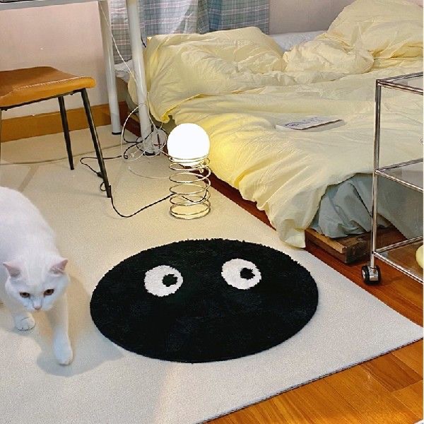 Negro simple N ° 8 flocado alfombra sala de estar sofá mesa de café estera del piso estudio dormitorio mesita de noche resistente a las manchas estera antideslizante