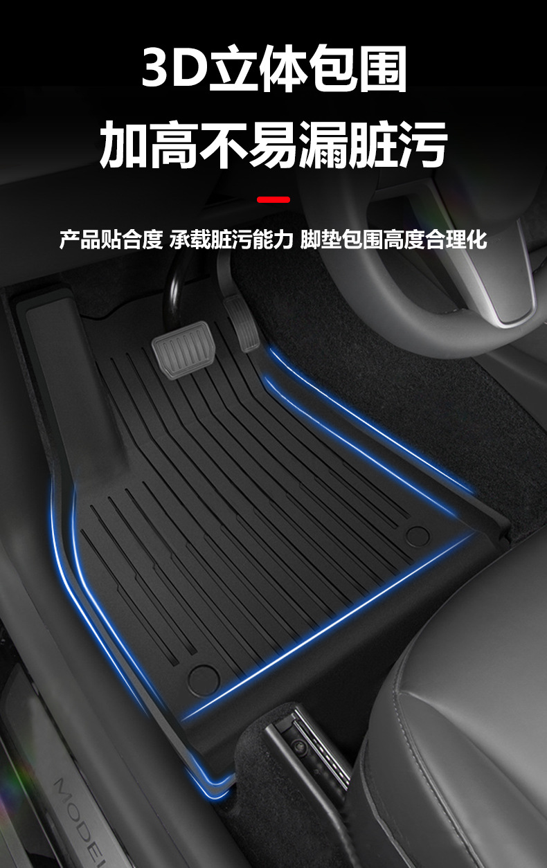 Suitable for Tesla's New Version of Model Y3 Car Floor Mats Yl New Juniper Tpe Front and Rear Trunk Mats