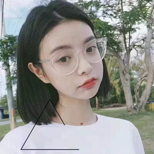 Korean Student Fashion Elliptical Nearsighted Glasses Frame Same Style Women with Prescription Lenses and Non-Prescription Flat Glasses