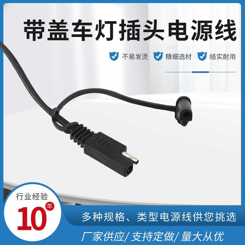 批发sae汽车灯电源线带盖二芯汽车线束可定制长度颜色内径