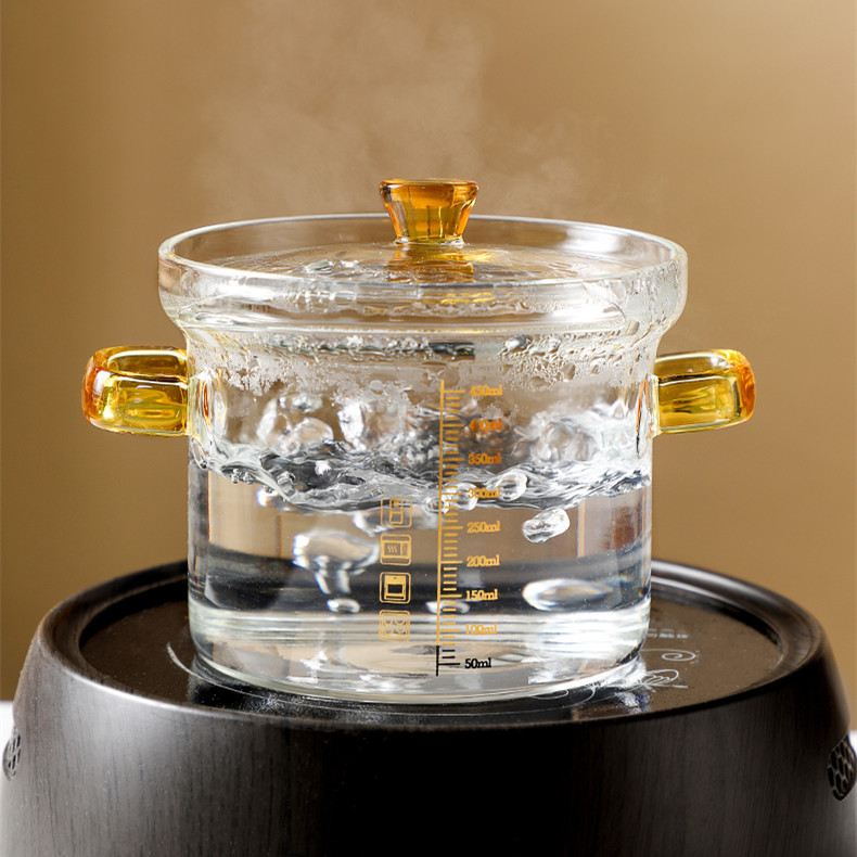 Hogar nido de pájaro guiso tazón de vidrio transparente de borosilicato tazón de huevo al vapor bebé sopa de huevo de doble oreja con tapa tazón de bebé