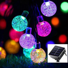 led太陽能氣泡球燈串聖誕節日戶外防水庭院草坪裝飾汽泡圓球彩燈