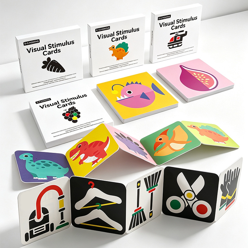 Cross-Border Black and White Cards for Infant Early Education, Newborn Visual Stimulation Cards, Black and White Tracking Cards