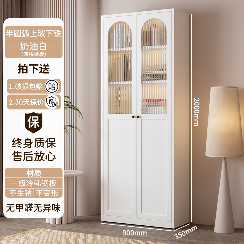 スチール製本棚収納キャビネット、ドア付き一体型壁面収納キャビネット、防塵ガラスドアディスプレイキャビネット、リビングルーム多層床から天井までの収納キャビネット|undefined