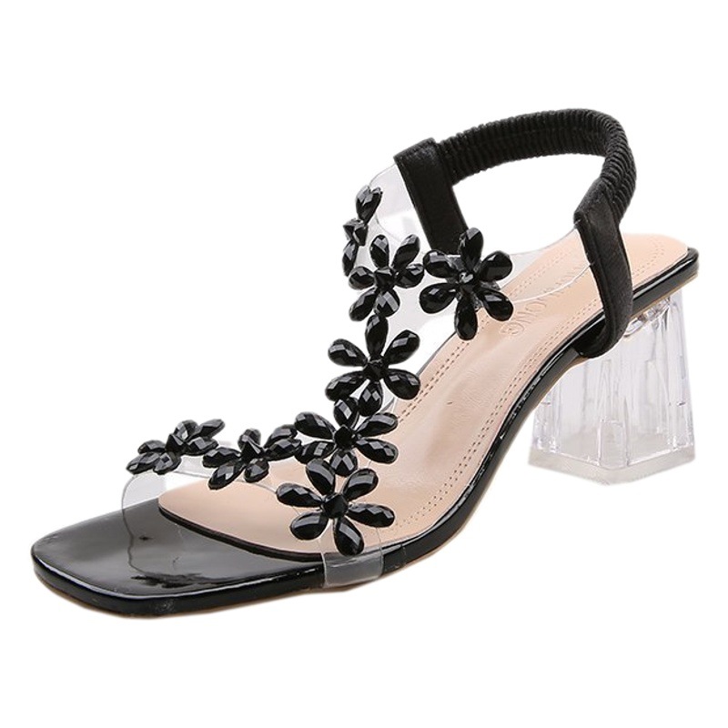 34-43 fábrica al por mayor sandalias de mujer de talla grande 2021 verano nuevo estilo coreano una correa sandalias rhinestone tacones altos