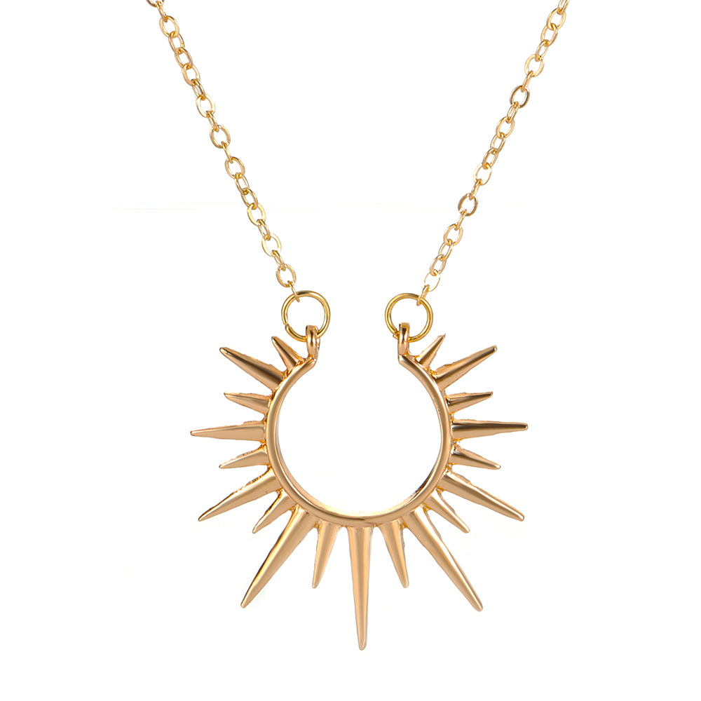 New Sun Flower Open Pendant Alloy Thin Necklace