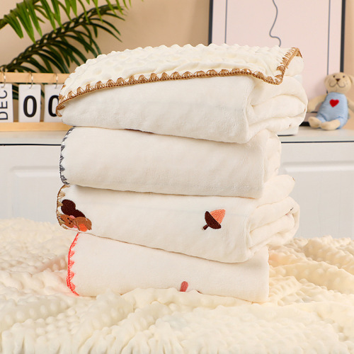 Baby Blanket Milk Fleece Embroidered Soft Skin-Friendly Soothing Blanket Spring and Autumn Children's Towel Blanket Office Air Conditioner Blanket