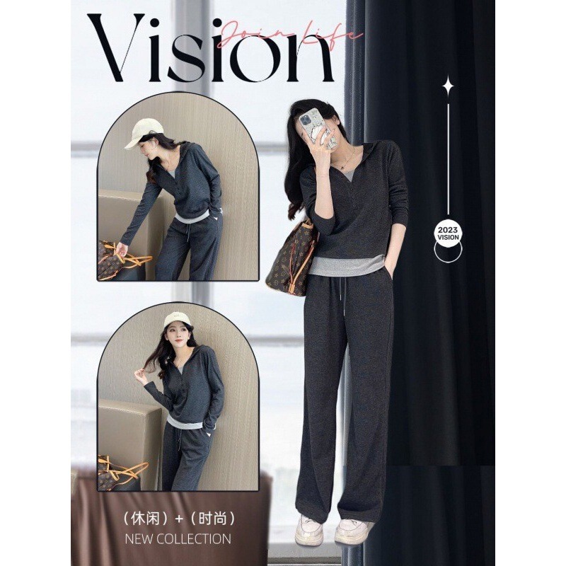 European station 2024 cashmere glutinous rice suit hooded slimming slim-fit draping trousers fashionable wear casual wear