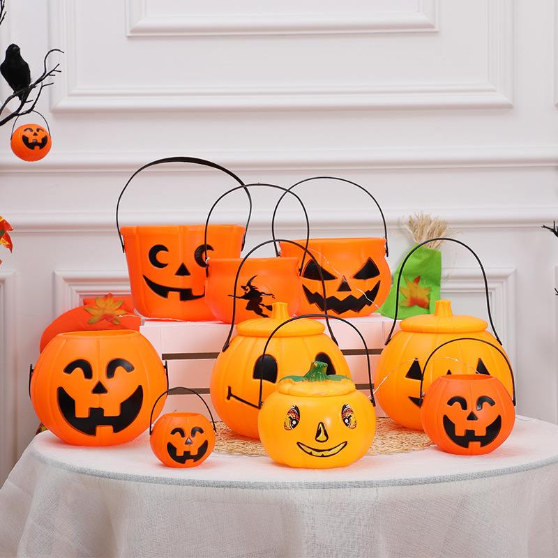 Factory Direct Sales Halloween Pumpkin Lantern with Lid Pumpkin Bucket Kidsren's Satchel Candy Jar Kindergarten Decoration Supplies Factory Direct Sales Halloween Pumpkin Lantern with Lid Pumpkin Bucket Kidsren's Satchel Candy Jar Kindergarten Decoration Supplies