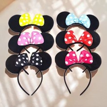 米妮蝴蝶结发箍儿童头饰游乐园可爱卡通米奇黑耳朵头箍发卡头饰女