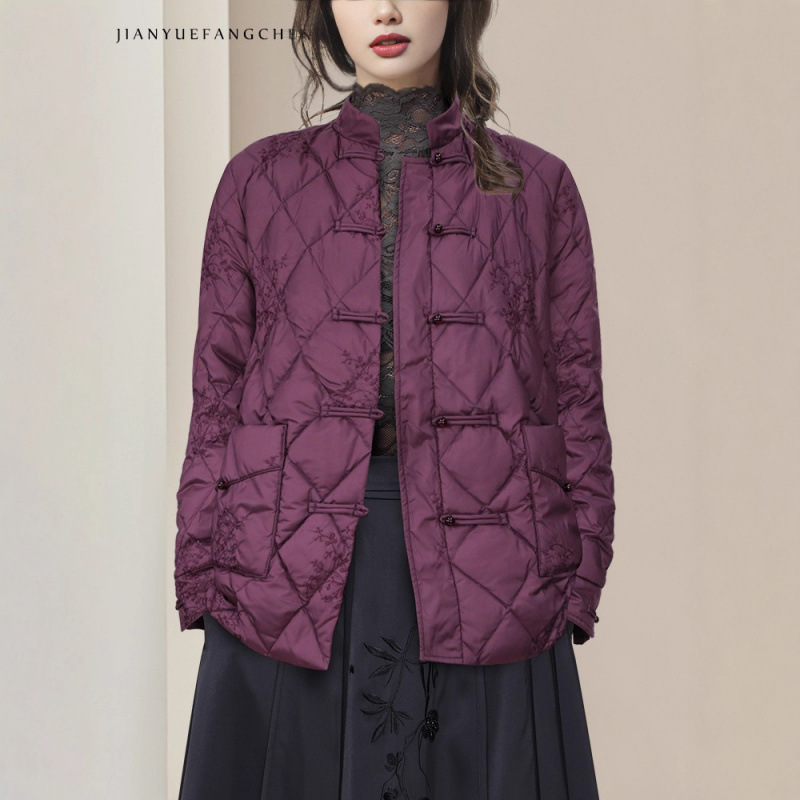 新中式中国风盘扣设计立领羽绒服外套女2025秋冬大气富贵羽绒衣