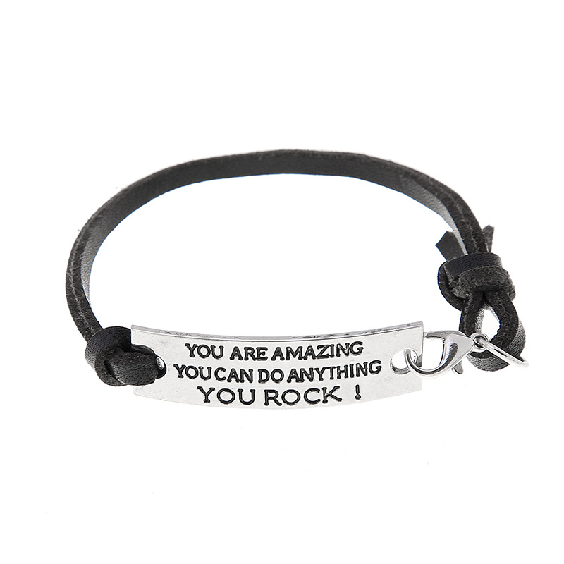11g Weight Bracelets Classification Pu Leather Chain Material 1 Piece Quantity Daily Occasion Pu Leather, Alloy Material Letter Pattern All Seasons Season Men's Gender Plating Design Simple Style Style Simple Style Letter Pu Leather Alloy Plating Men's Bracelets Men Cord & Leather Bracelets 12
