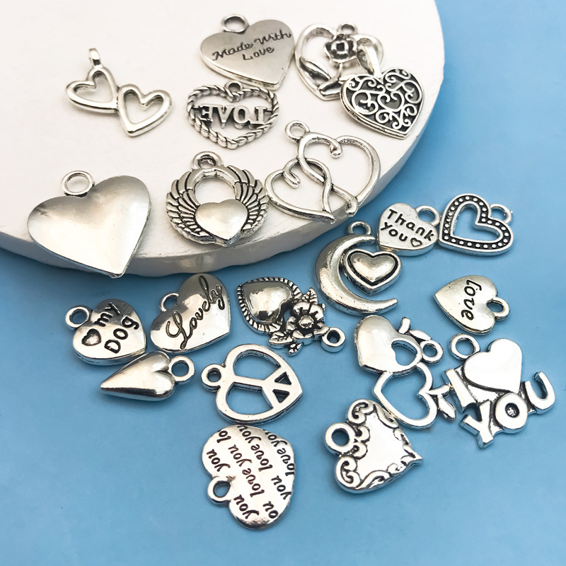 Bricolaje aleación accesorios de la joyería collar 1 melocotón corazón pendientes colgante hueco amor pulsera colgante hecho a mano Accesorios