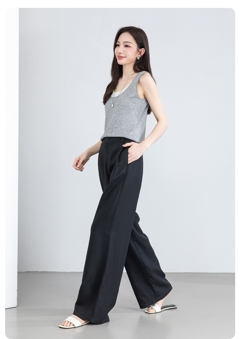 Quần culottes nữ ống rộng vải linen phối lyocell dáng suông rủ nhẹ — Màu sắc chi tiết 23