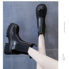 小个子马丁靴女韩系烟筒中筒厚底英伦风切尔西短靴女炸街春秋单靴