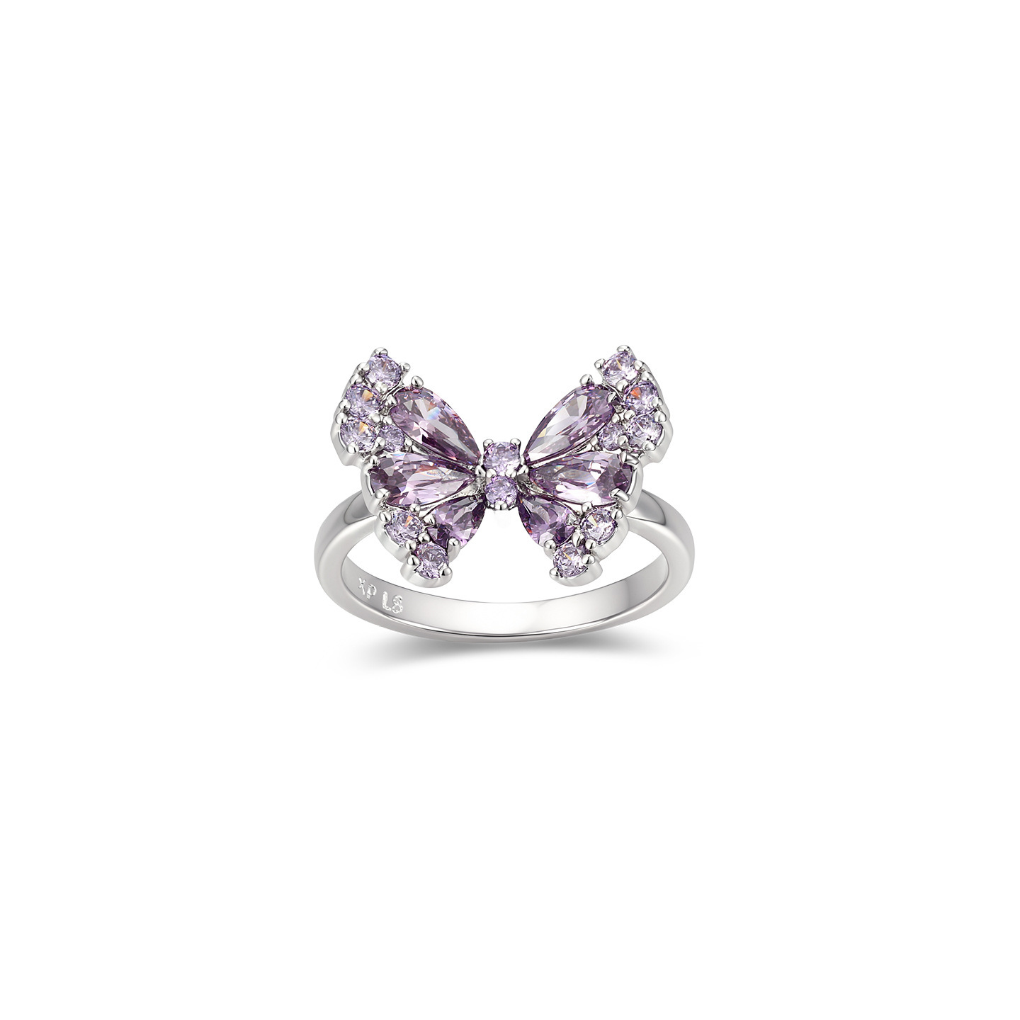 Xuping Color Bao serie mariposa púrpura ligera anillo de lujo temperamento aleación de cobre chapado blanco anillo de moda europea y americana