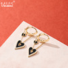 Wade new pattern chain love Earrings black Drip Korean Edition Earrings Diamond Hollow Sense of design Jewelry wholesale