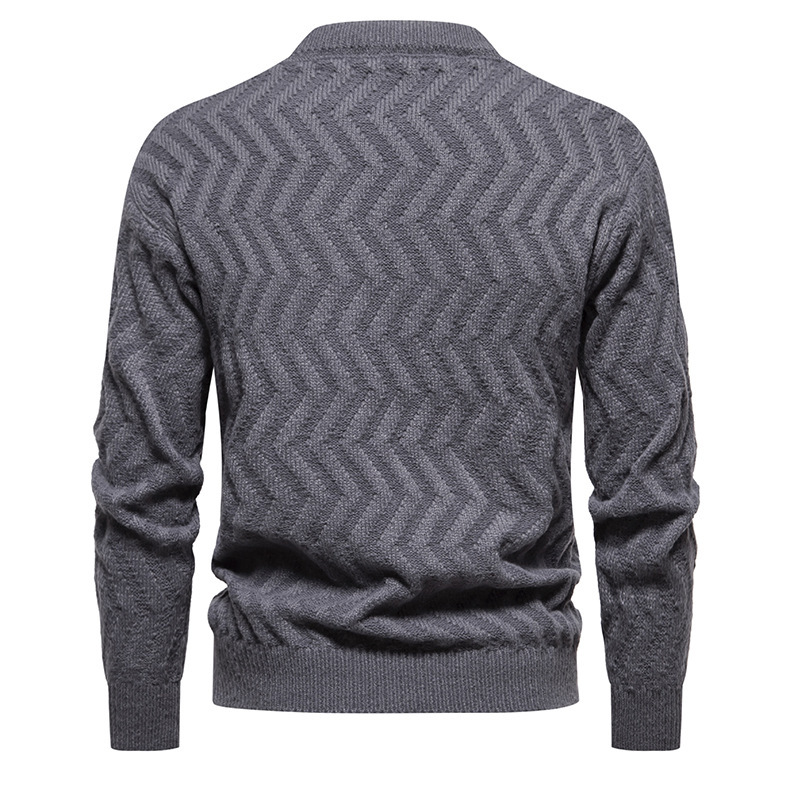 Pulover tricotat nou pentru bărbați, toamnă și iarnă, pulover la modă și călduros, pulover slim fit, pulover de bază_voghion.com