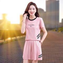夏季短袖短裤运动服套装女2025新款时尚羽毛球薄款冰丝速干两件套