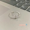 Universal cute silver adjustable ring for princess with bow