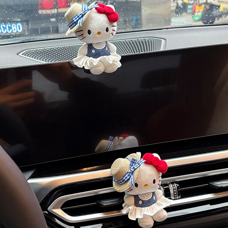 车内饰品摆件车载可爱helloKitty汽车空调出风口装饰女士车用好物|undefined