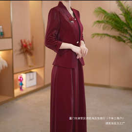 25132秋季时尚两件套新款遮肚子显气质显瘦洋气图片色纽扣平板布