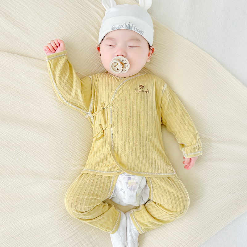 Ropa de bebé recién nacido de verano de algodón recién nacido de manga larga 0 estilo delgado de marzo monje pijama de verano dividido traje de bebé