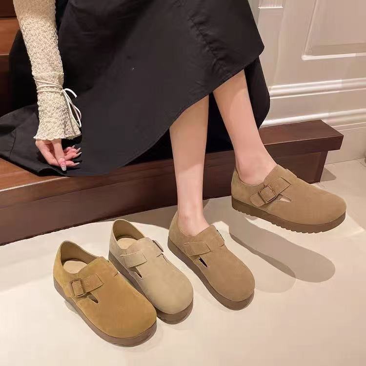 厚底全包勃肯鞋女2025新款春秋冬一脚蹬单鞋美拉德丑萌博肯豆豆鞋|undefined
