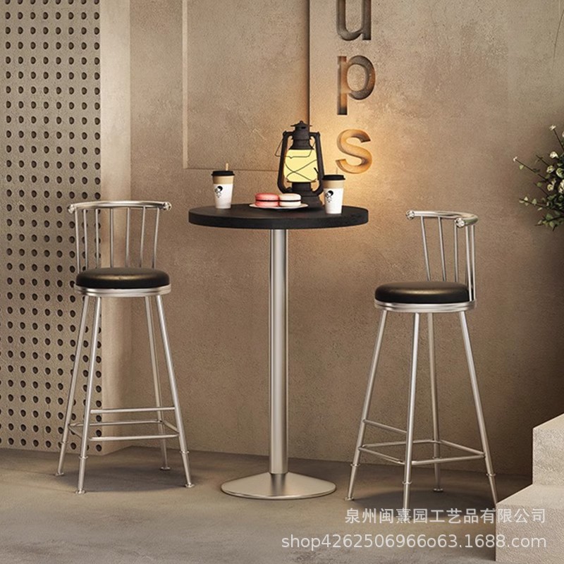 Scandinavian Cafe Tall Round Bar Table Industrial Style Commercial Coffee Shop Bar Island Double Round Bar Table