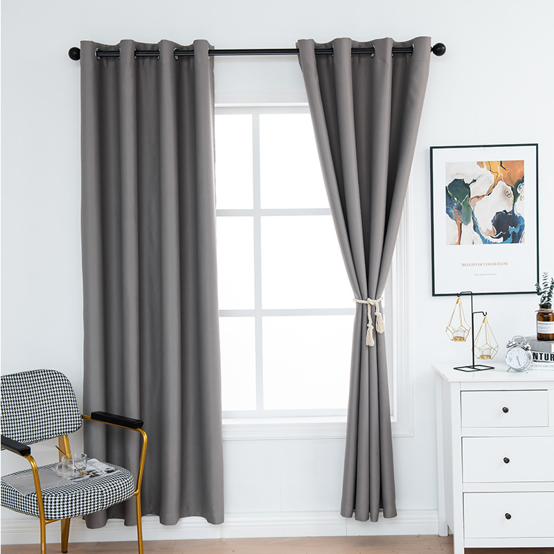 Transfronterizo acabado cortina de estilo europeo sala de estar dormitorio color sólido sombreado cortina de piso fábrica directa una entrega al por mayor