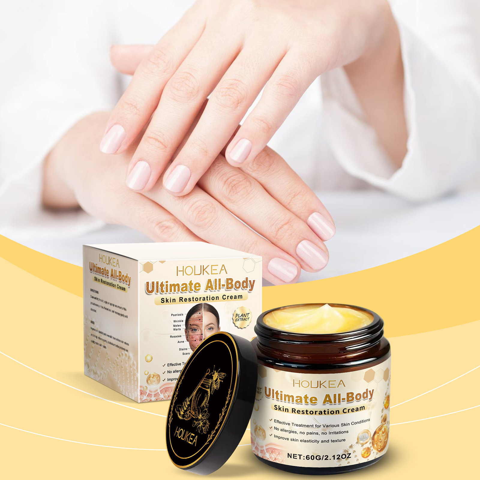 Houkea Skin Care Cream Moisturizing, Nourishing, Cooling, Herbal Ingredients, Gentle Skin Care
