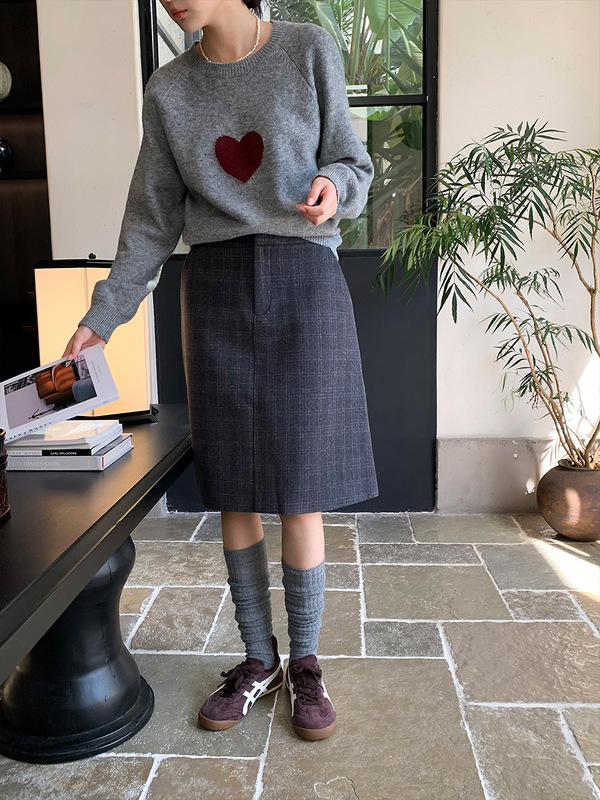 衣爾のシャツの伯徳さんのウールは厚い半身のスカートの女性の冬のa字は毛の高い腰のinsの質感の毛の中のスカートを磨いています。|undefined