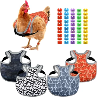 4 Pack Chicken Saddle for Hens, Adjustable Hen Apron with El