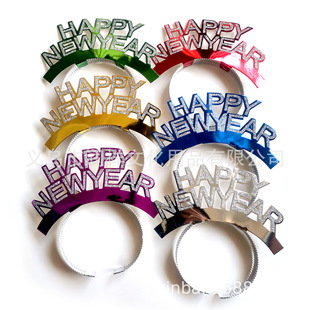 New Year's Headband Colorfulful Happynewyear Letters Colorfulful Powder Kidsren's Stage Performance Dance Hat Headdress