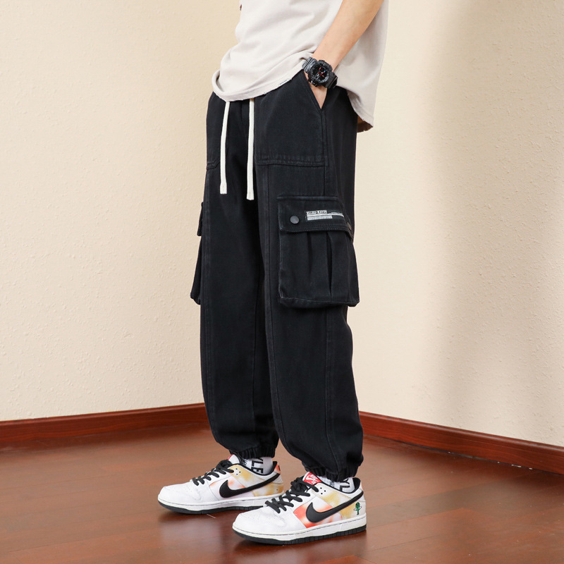 Pantalones de herramientas para niños primavera y otoño 2024 nueva tendencia suelta pantalones casuales pantalones de todo fósforo guapos para hombres