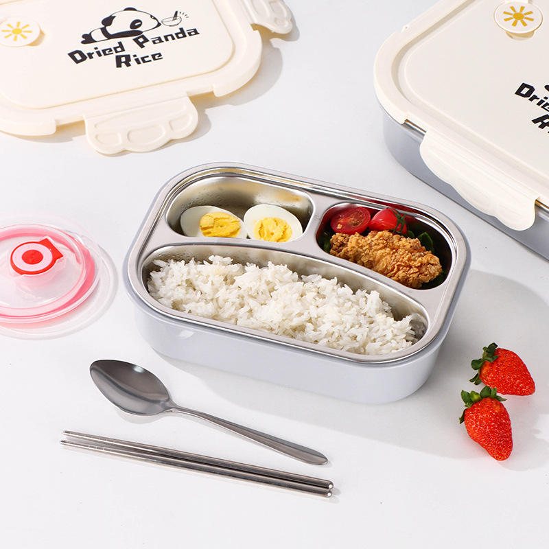 クロスボーダー三分格学生弁当箱304食品級ステンレスサラリーマン弁当箱加熱弁当箱付き|undefined