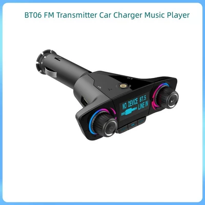 Bt06 New Model Dot Matrix Screen Car Mp3 Bluetooth Hands-Free Fm Transmitter 2.1A Fast Charging