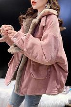 洋气灯芯绒棉袄外套女冬新款ins时尚炸街加厚羊羔毛保暖工装棉服