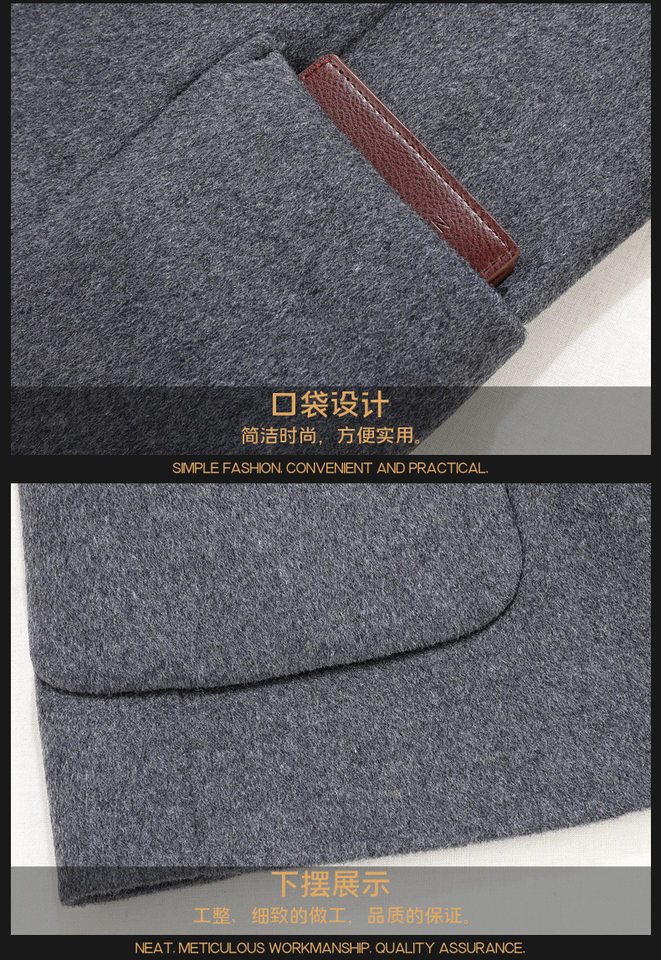 Áo vest nam dạ hai mặt dáng ôm cổ vest một hàng hai nút tay dài — Họa tiết xương cá màu cà phê, Màu camel, Màu xám, Màu đen chi tiết 15
