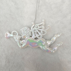 クリスマスデコレーション用の透明な天使のペンダント4個、透明なバレエガールキューピッドペンダント、アクリルツリーペンダント