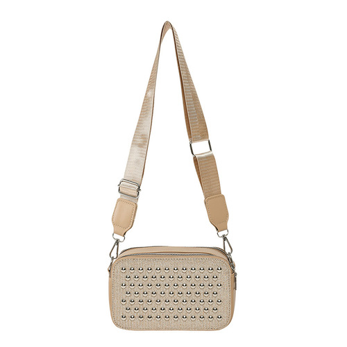 Commuting Fashion Bag 2025 Trendy Rivet Personality Women's Shoulder Strap Crossbody Bag Small Square Bag