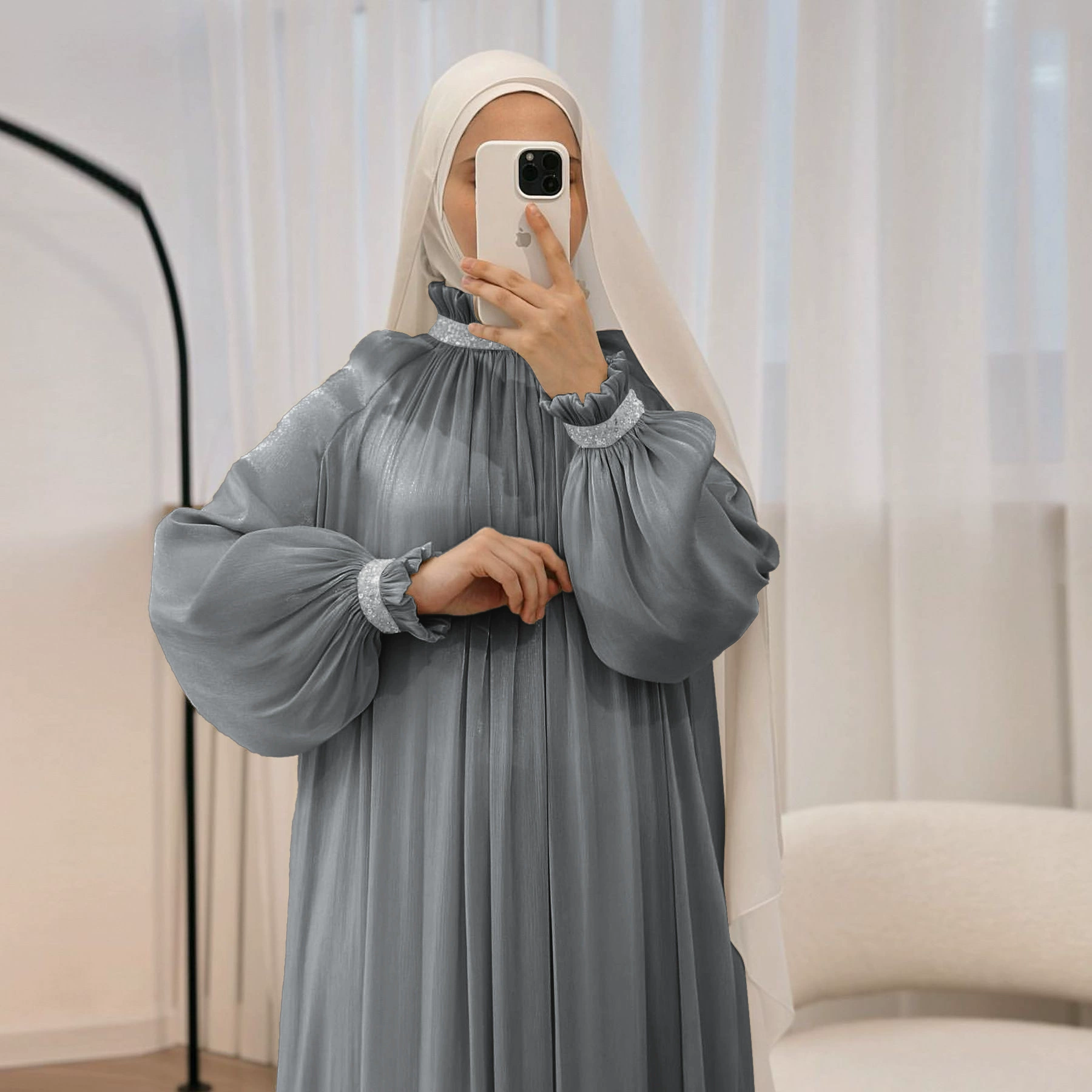 Платье LN7101 Lacersal, скромная длинная плиссированная Organza, однотонные цвета S–XXL